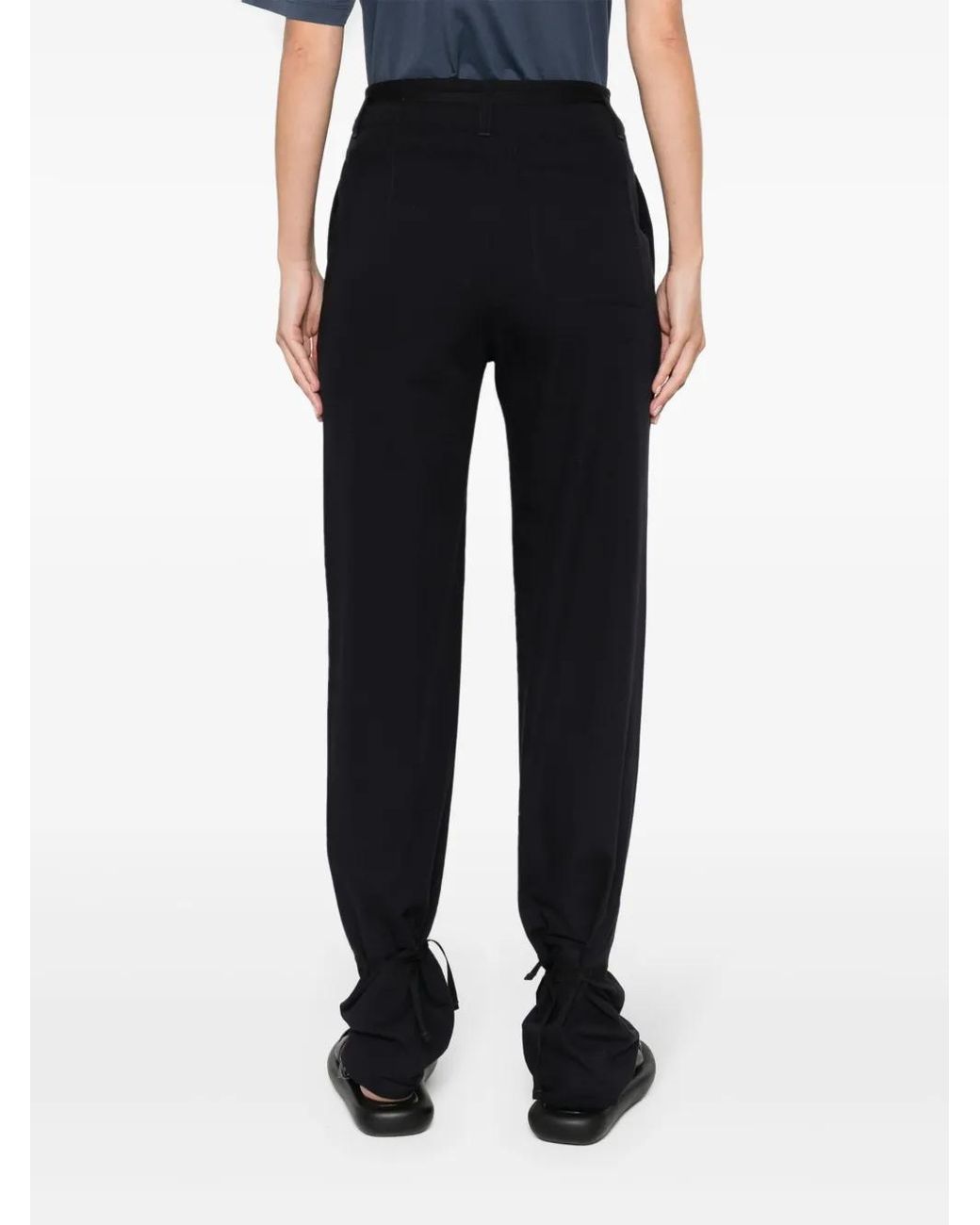 Lemaire Black Cotton Drawstring Trousers