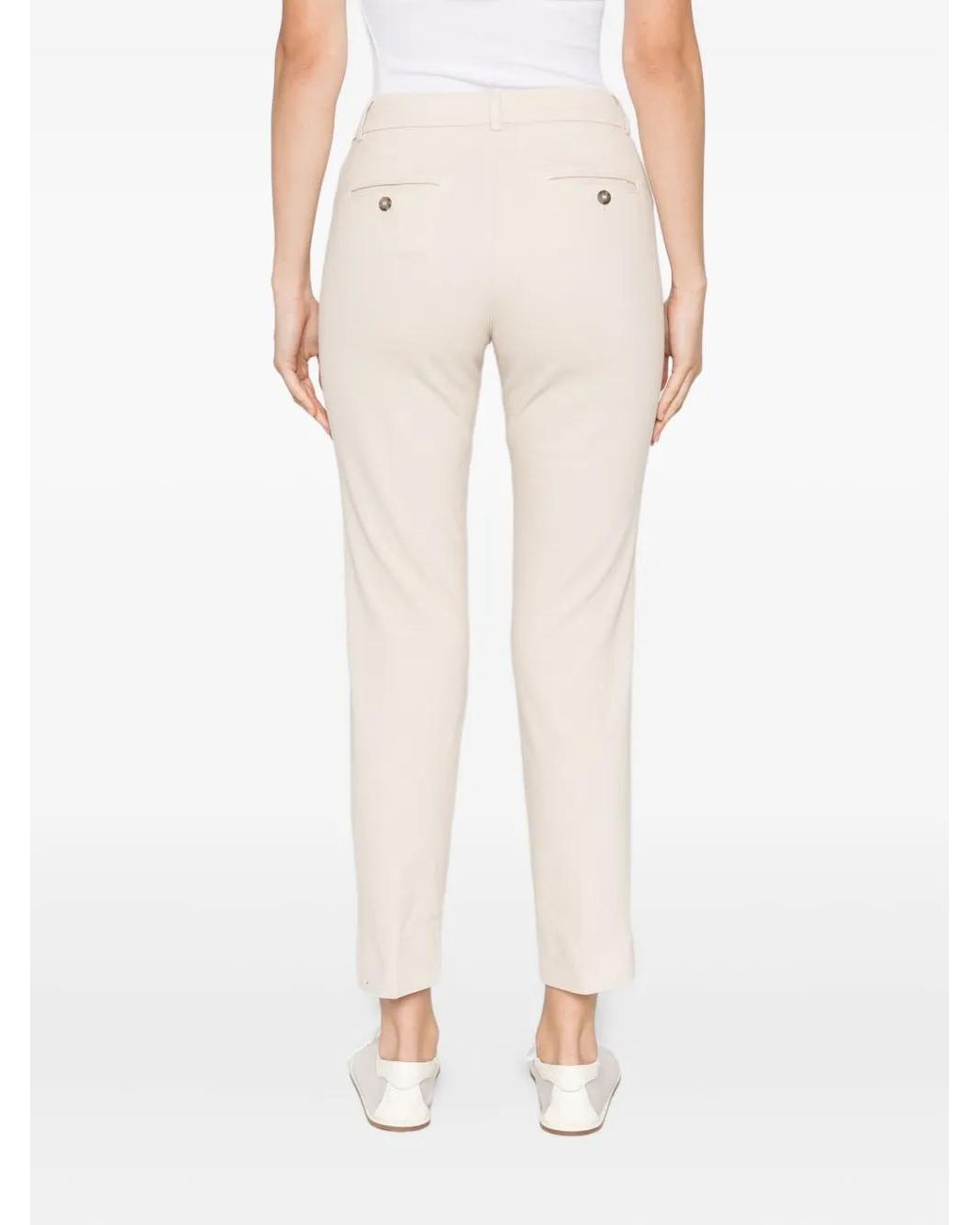 Peserico White Logo-Detail Cotton Trousers