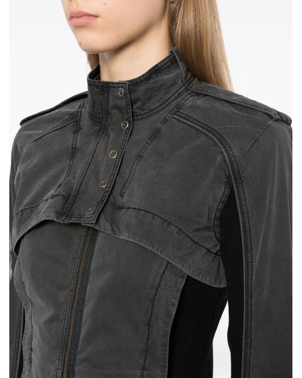 Hyein Seo Black Panelled High-Neck Jacket