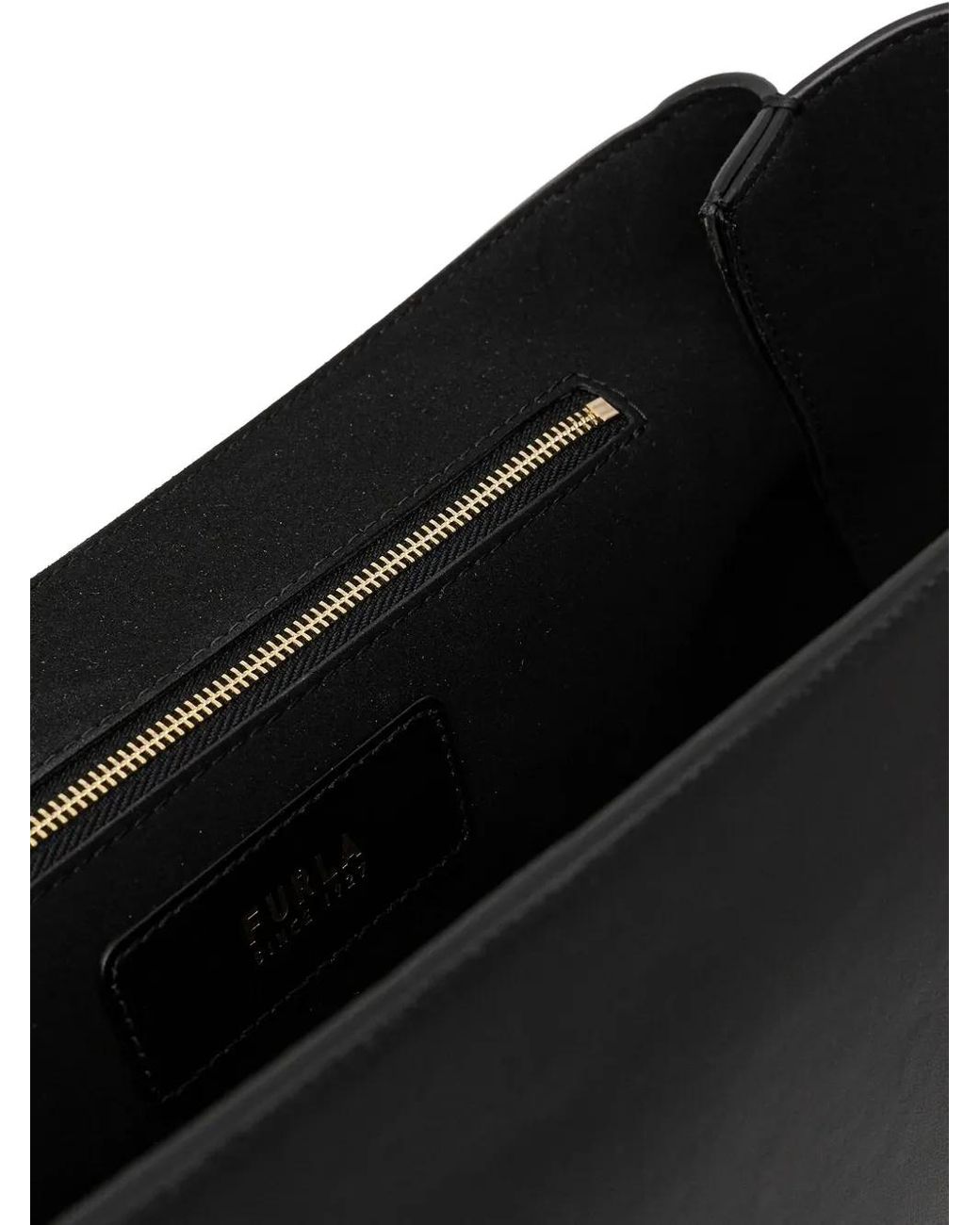 Furla Black Flap-Front Ring-Detail Tote Bag