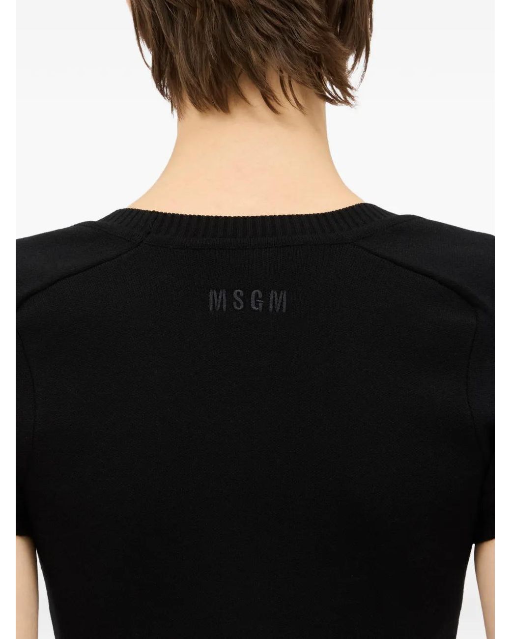 MSGM Black Studded-Embellished T-Shirt