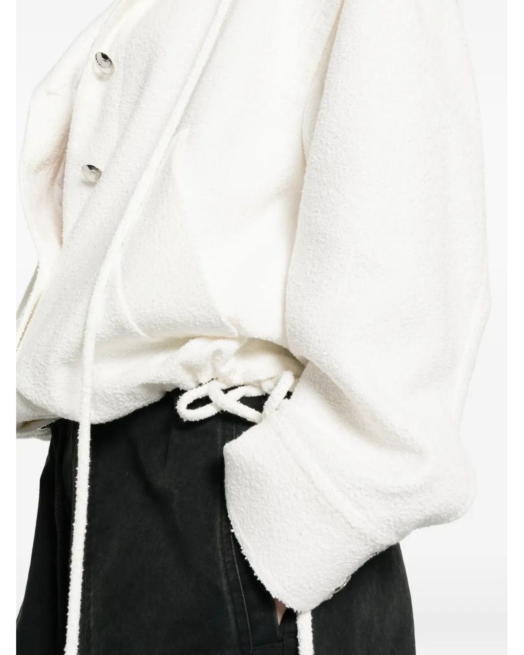 Blumarine White Hooded Bouclé Jacket