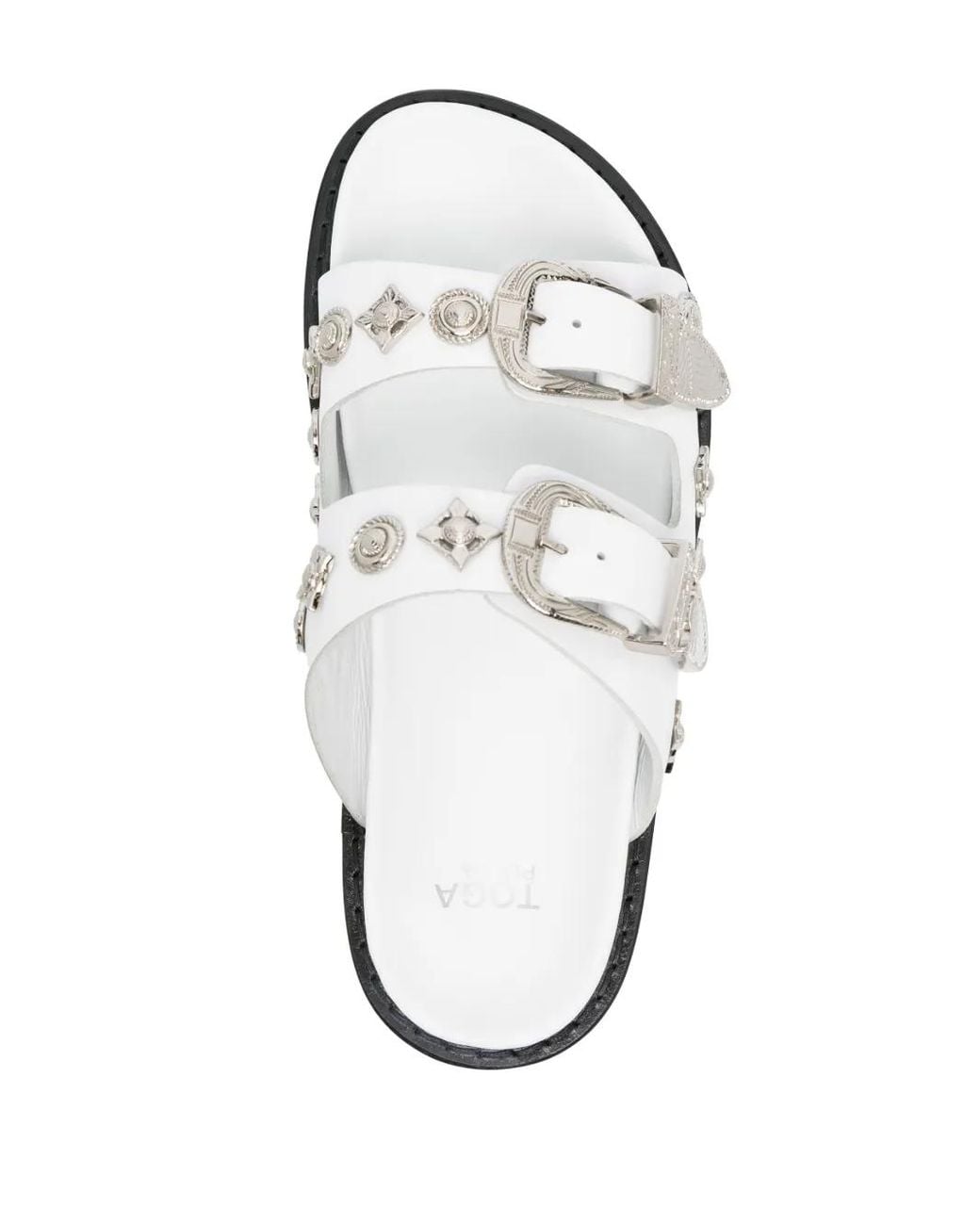 Toga White Double-Buckle Slip-On Sandals