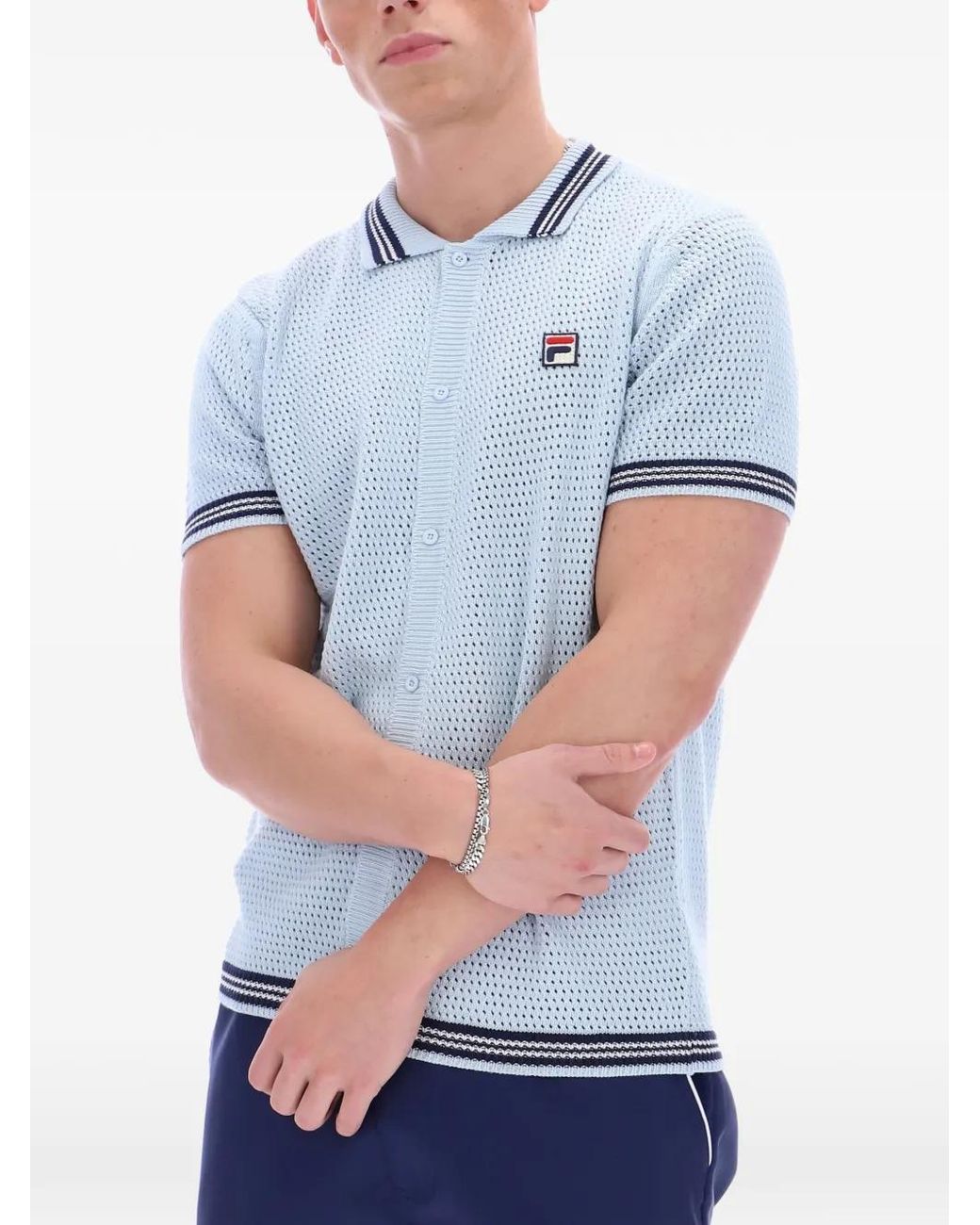 Fila Blue Domenico Crochet-Knit Shirt for men