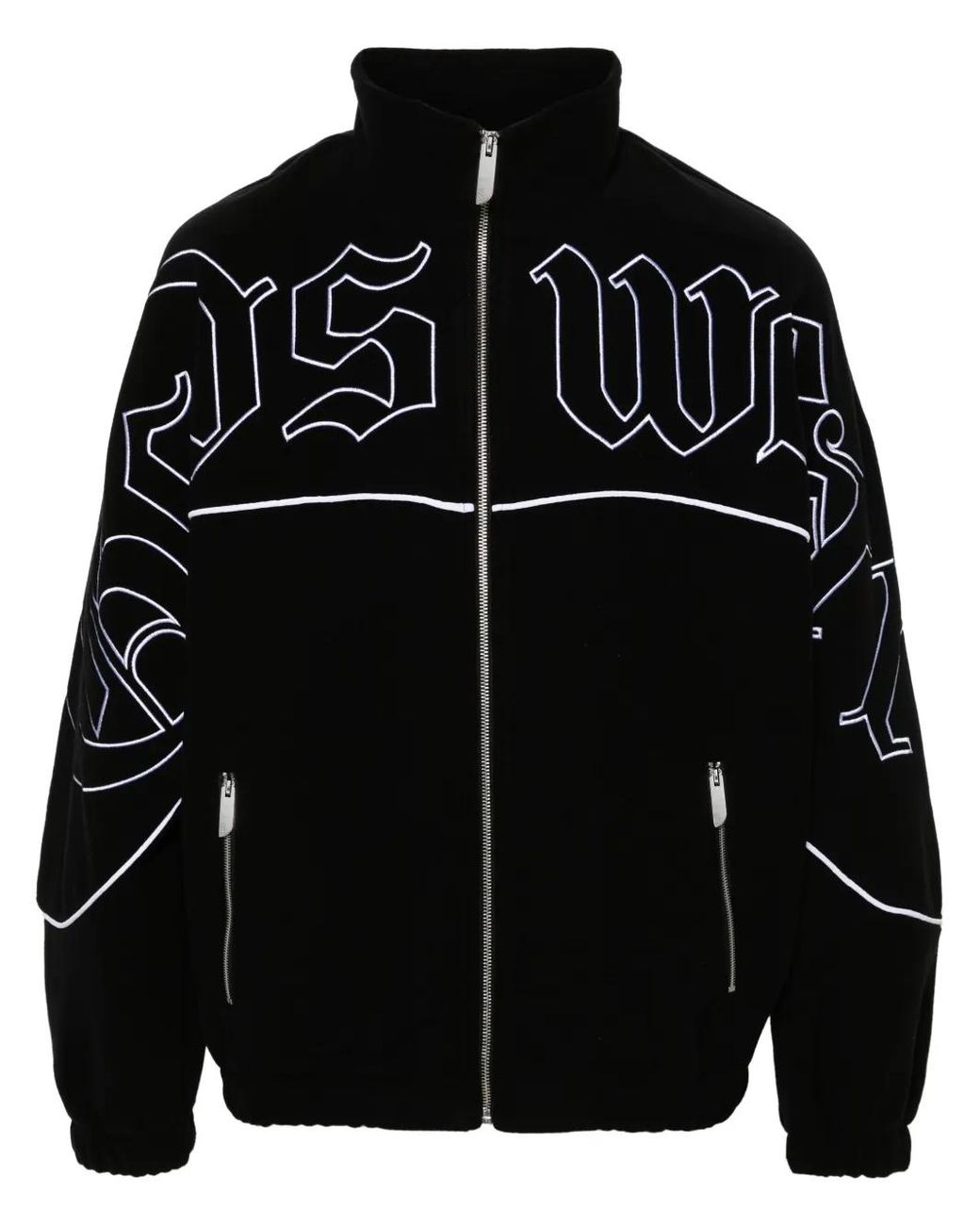 Gcds Black Embroidered-Logo Jacket for men
