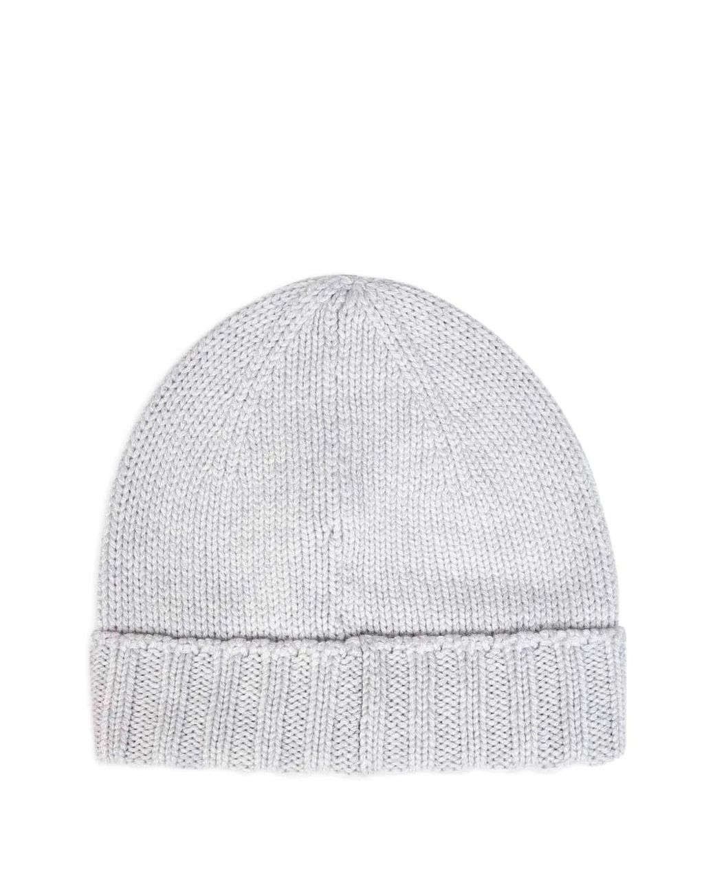 D4.0 White Ribbed-Knit Beanie Hat for men
