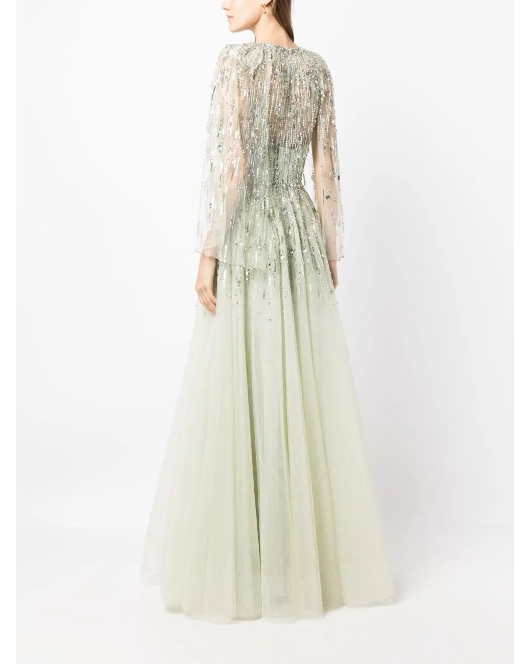 Jenny Packham White Dolores Sequin-Embellished Gown