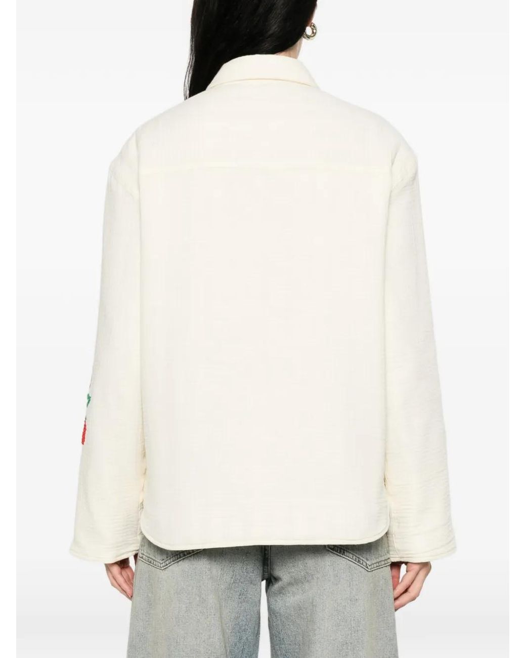SUSANNA BLU White Crisantemo Button Jacket