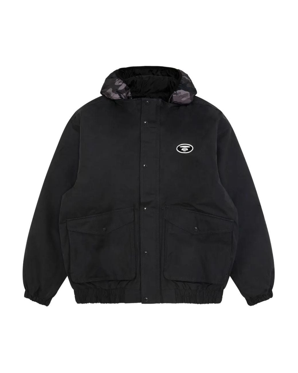 Aape By A Bathing Ape Black Logo-Patch Hooded Jacket for men