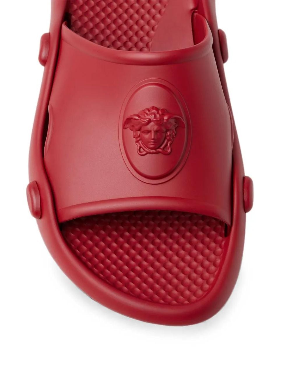 Versace Red Claquettes En Caoutchouc Nettuno for men