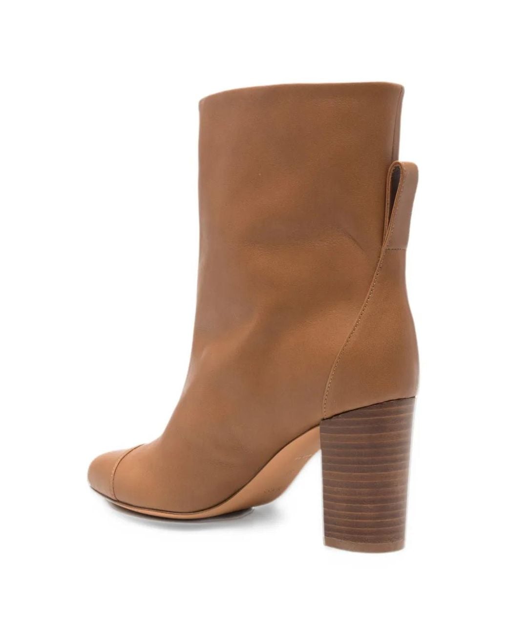 Odissi Brown Cap-Toe Block-Heel Ankle Boots
