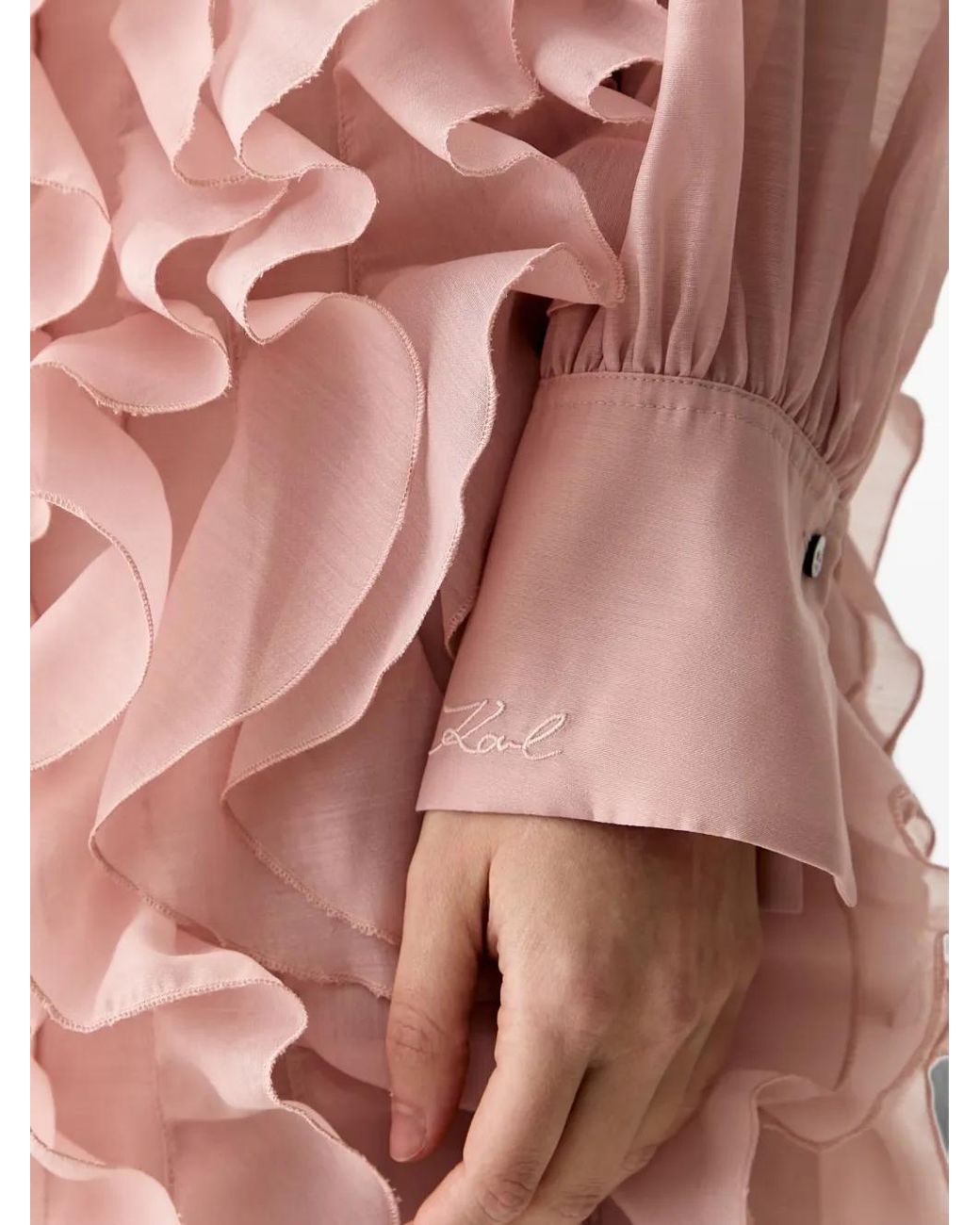 Karl Lagerfeld Pink Ruffled Blouse