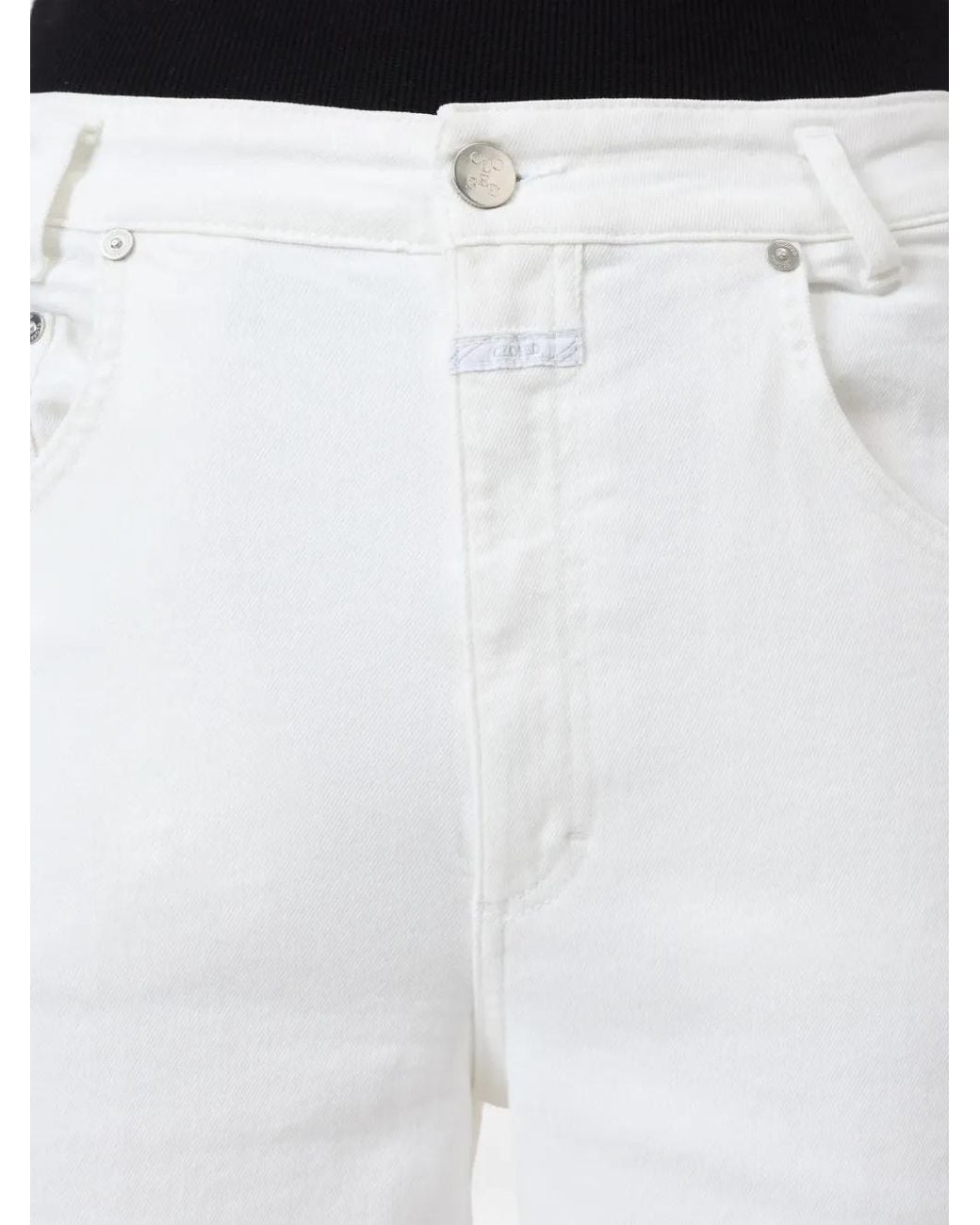 Closed White Buttoned Wide-Leg Jeans