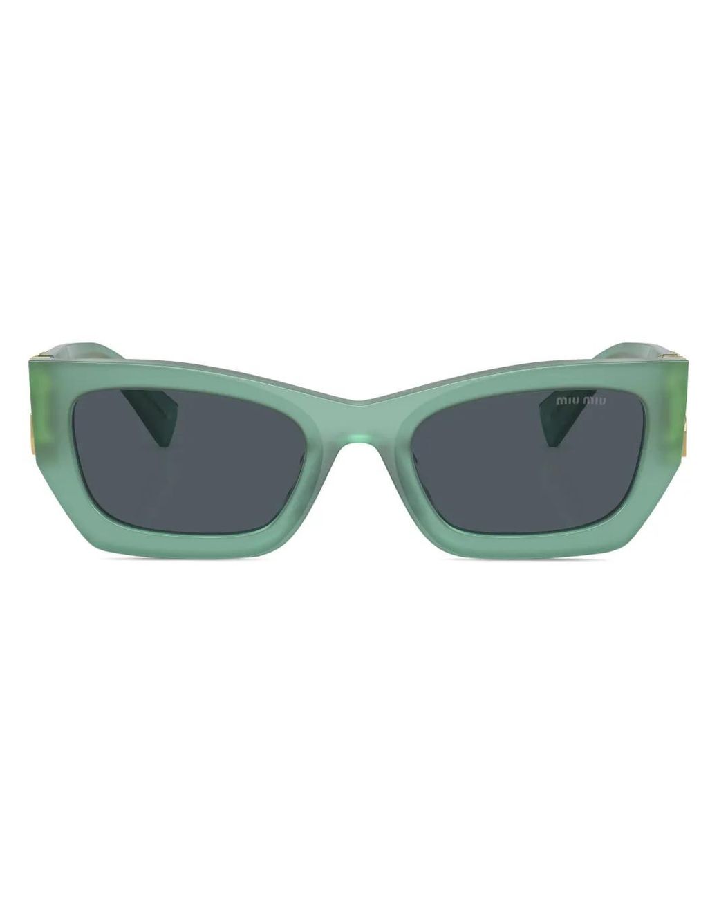 Miu Miu Blue Logo-Plaque Rectangle-Frame Sunglasses