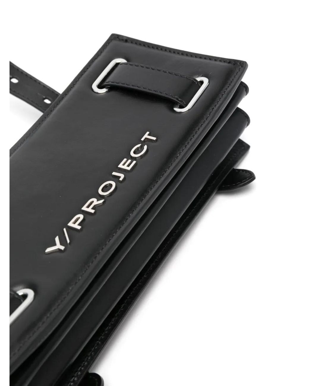 Y. Project Black Mini Accordion Leather Shoulder Bag for men