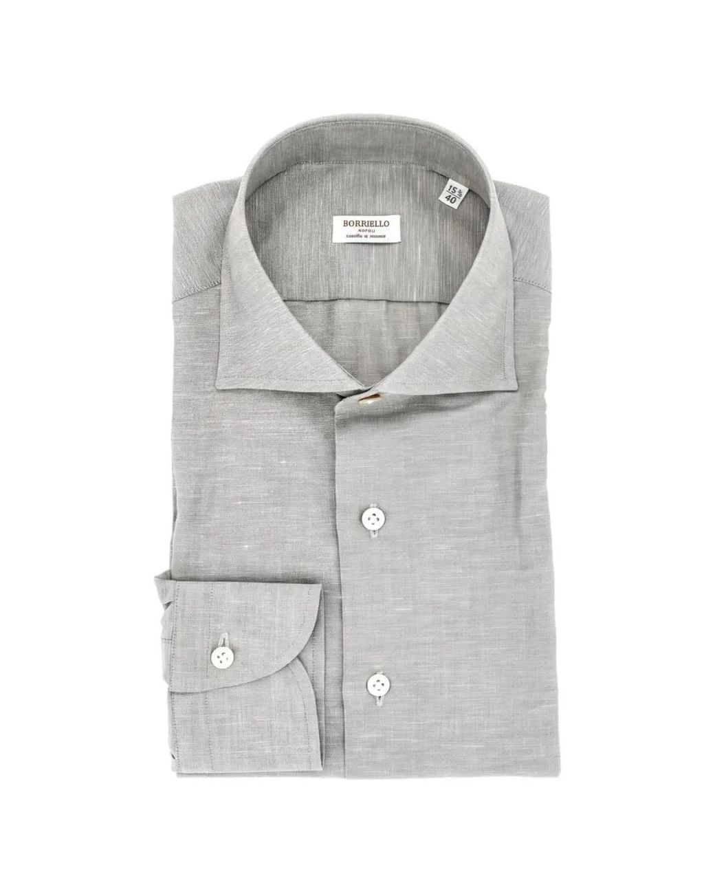 Borriello Gray Spread-Collar Shirt for men