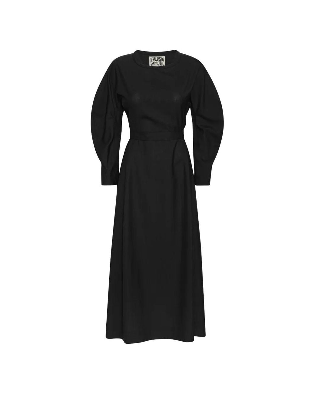 Henrik Vibskov Black Crackle Sculptural-Sleeve Maxi Dress