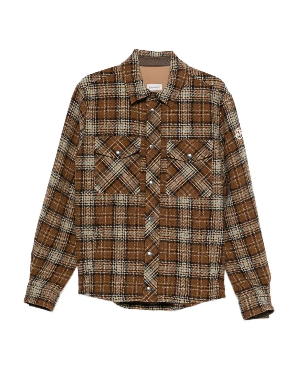 Moncler Brown Check Pocket Shirt for men