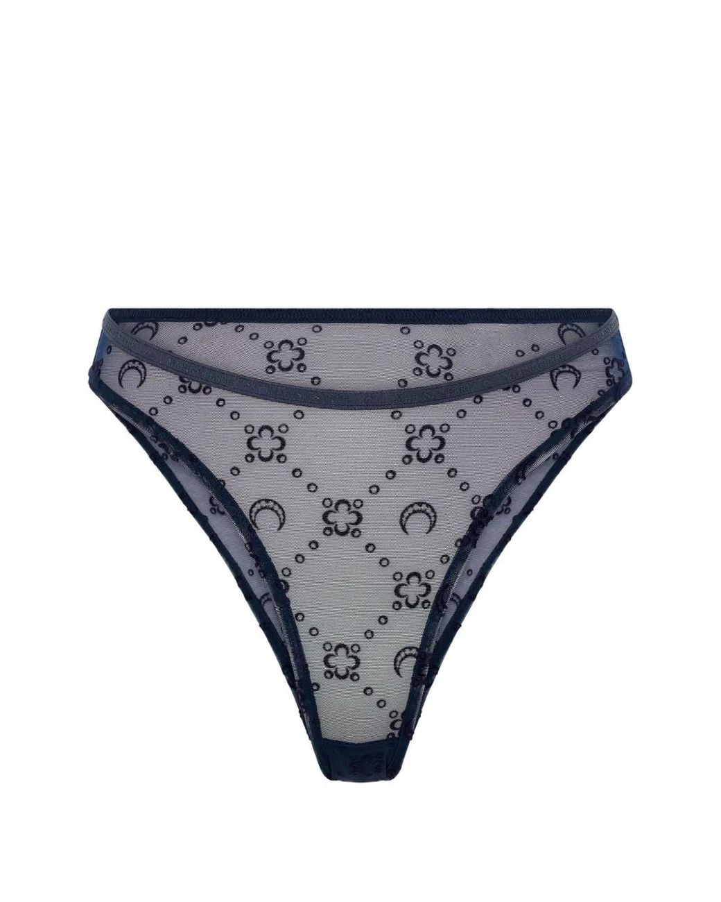 MARINE SERRE Gray Moonogram Mesh Thong