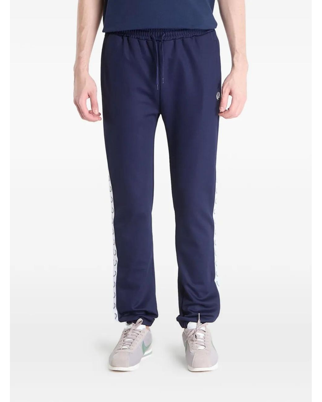 Fred Perry Blue Laurel Wreath-Tape Track Pants for men