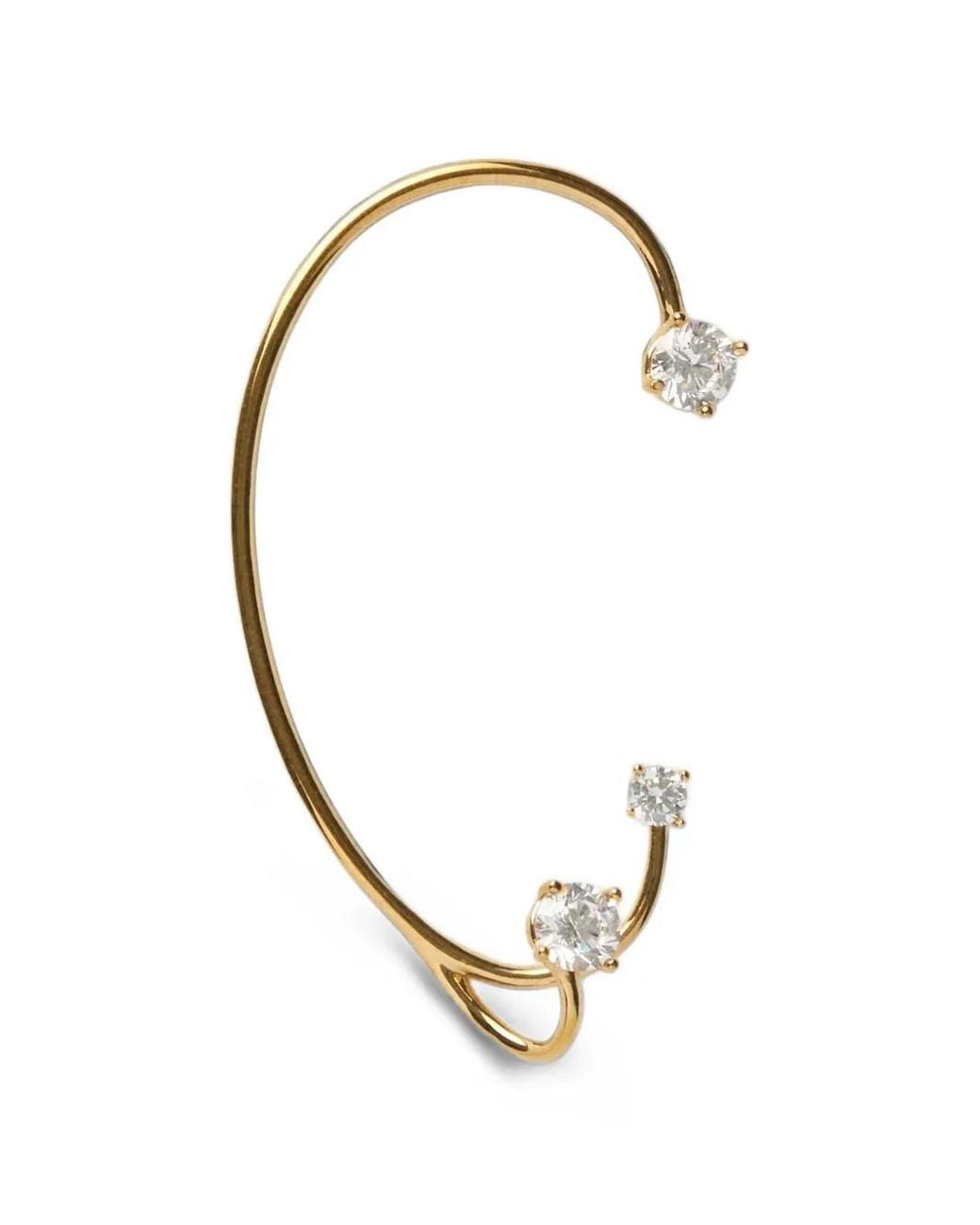 Panconesi White Three Point Crystal Single Ear Cuff