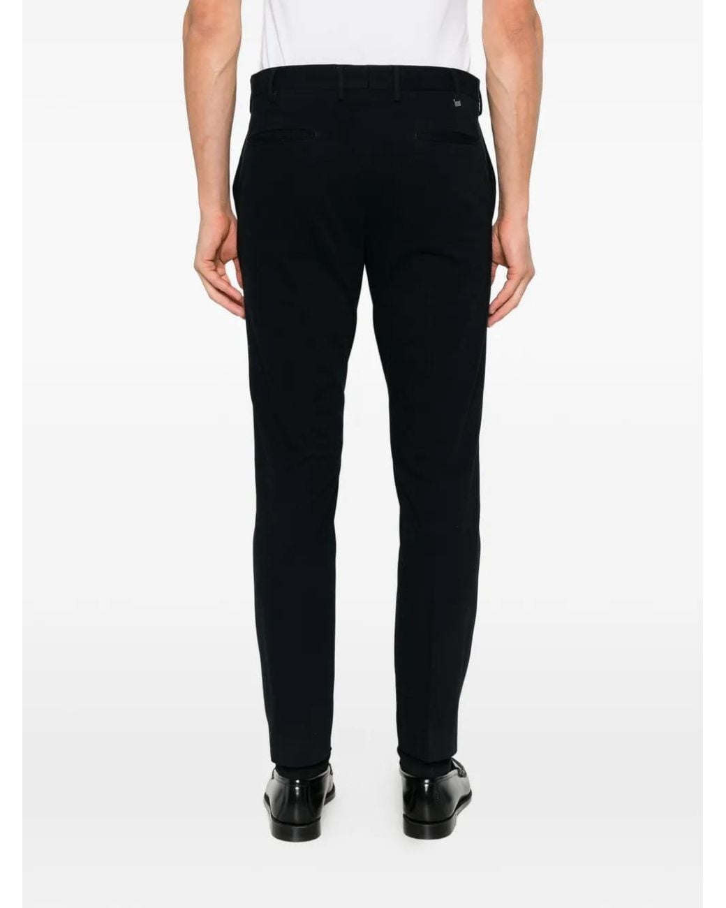 PT Torino Black Logo-Plaque Tailored Trousers for men