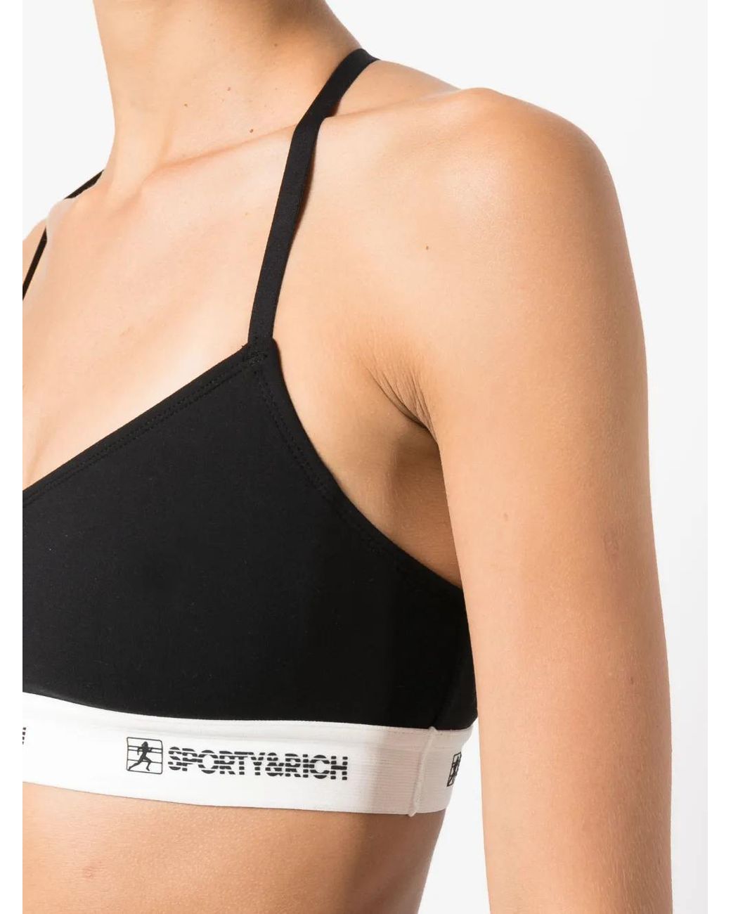 Sporty & Rich Black Solid Color Versatile Top