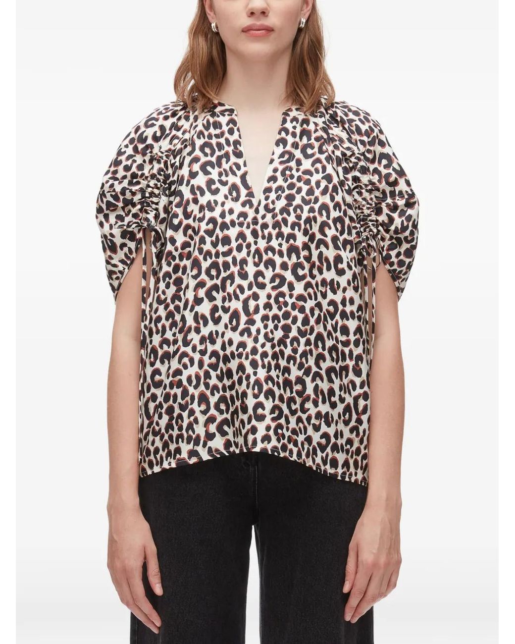 3.1 Phillip Lim Black Animal Print V-Neck Top