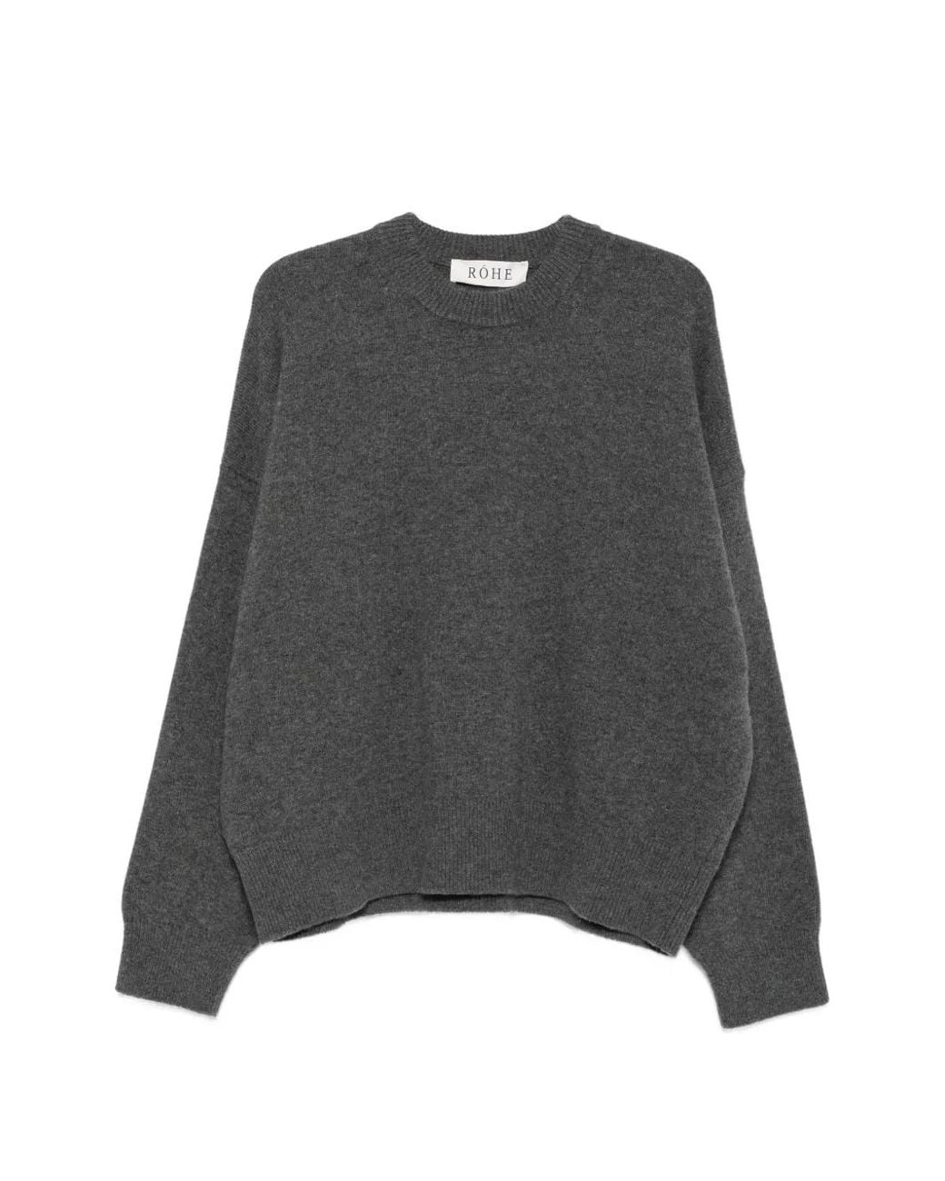 Rohe Gray Crew Neck Dropped-Shoulder Sweater