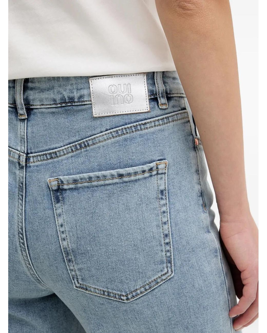 Ouí Blue Fringed Wide-Leg Jeans