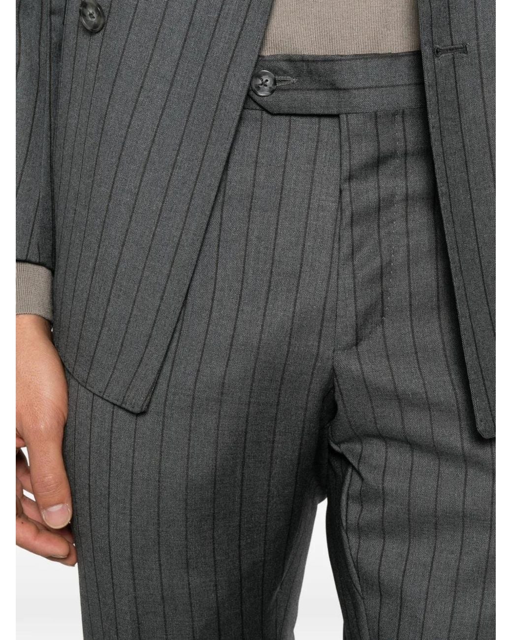 época Gray Pinstripe-Pattern Double-Breasted Suit for men