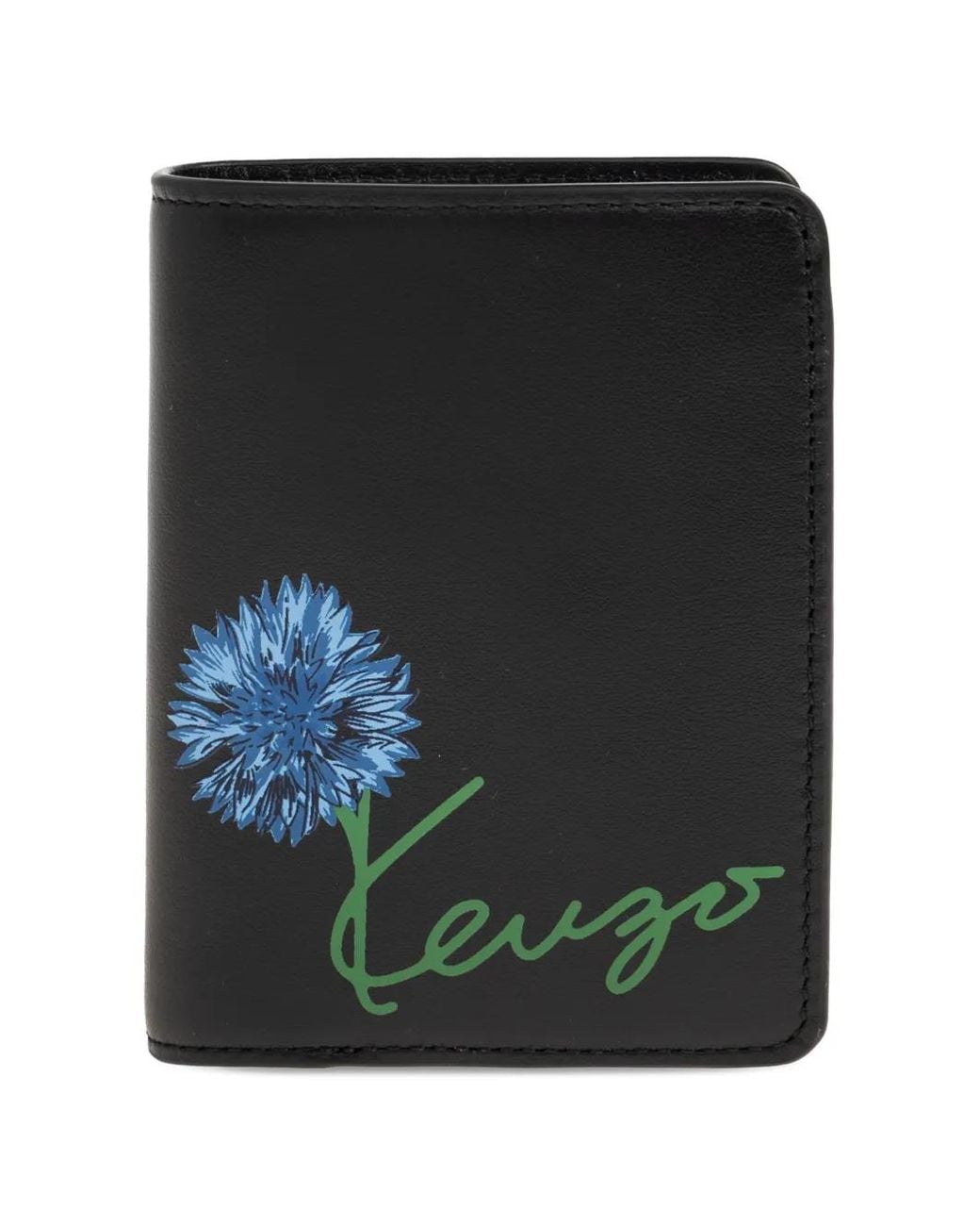 KENZO Black Tulip Leather Wallet for men