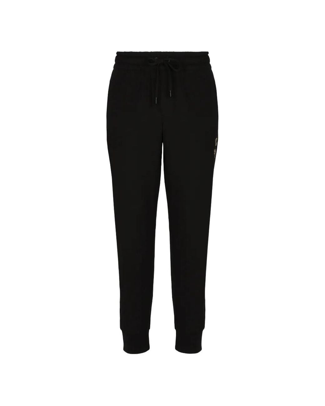 Dolce & Gabbana Black Embroidered Track Pants for men