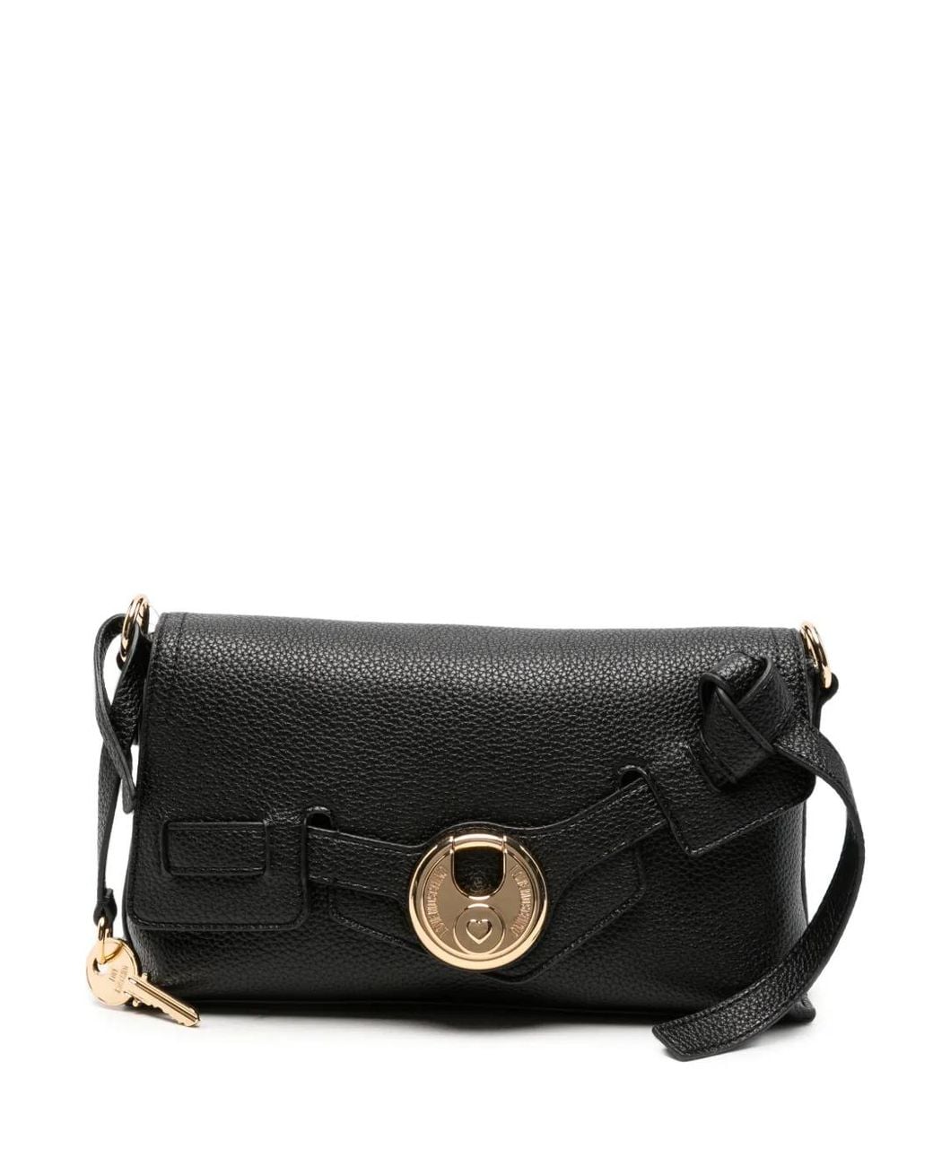 Love Moschino Black Logo-Plaque Clutch Bag