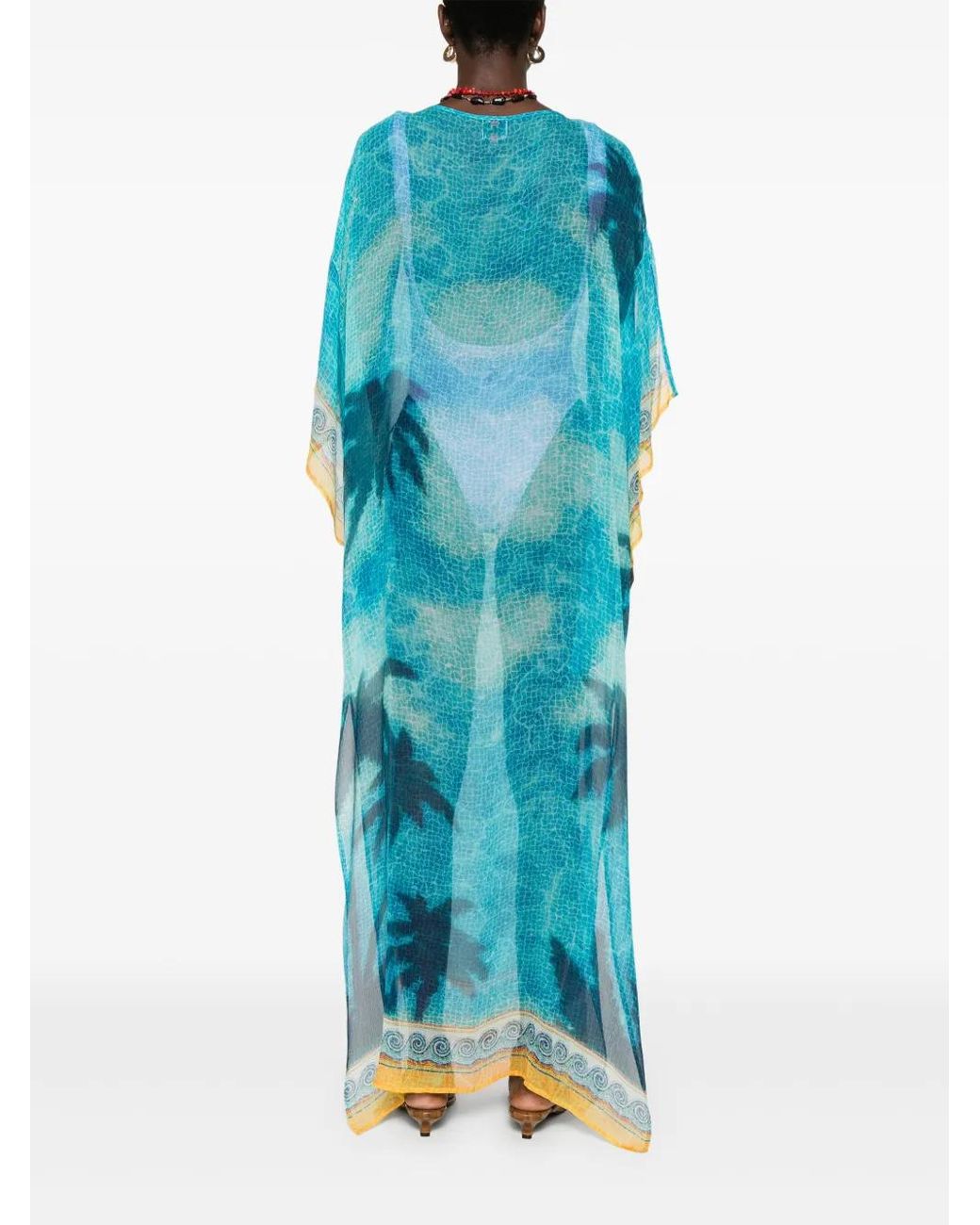Casablanca Blue Silk Chiffon Maxi Dress