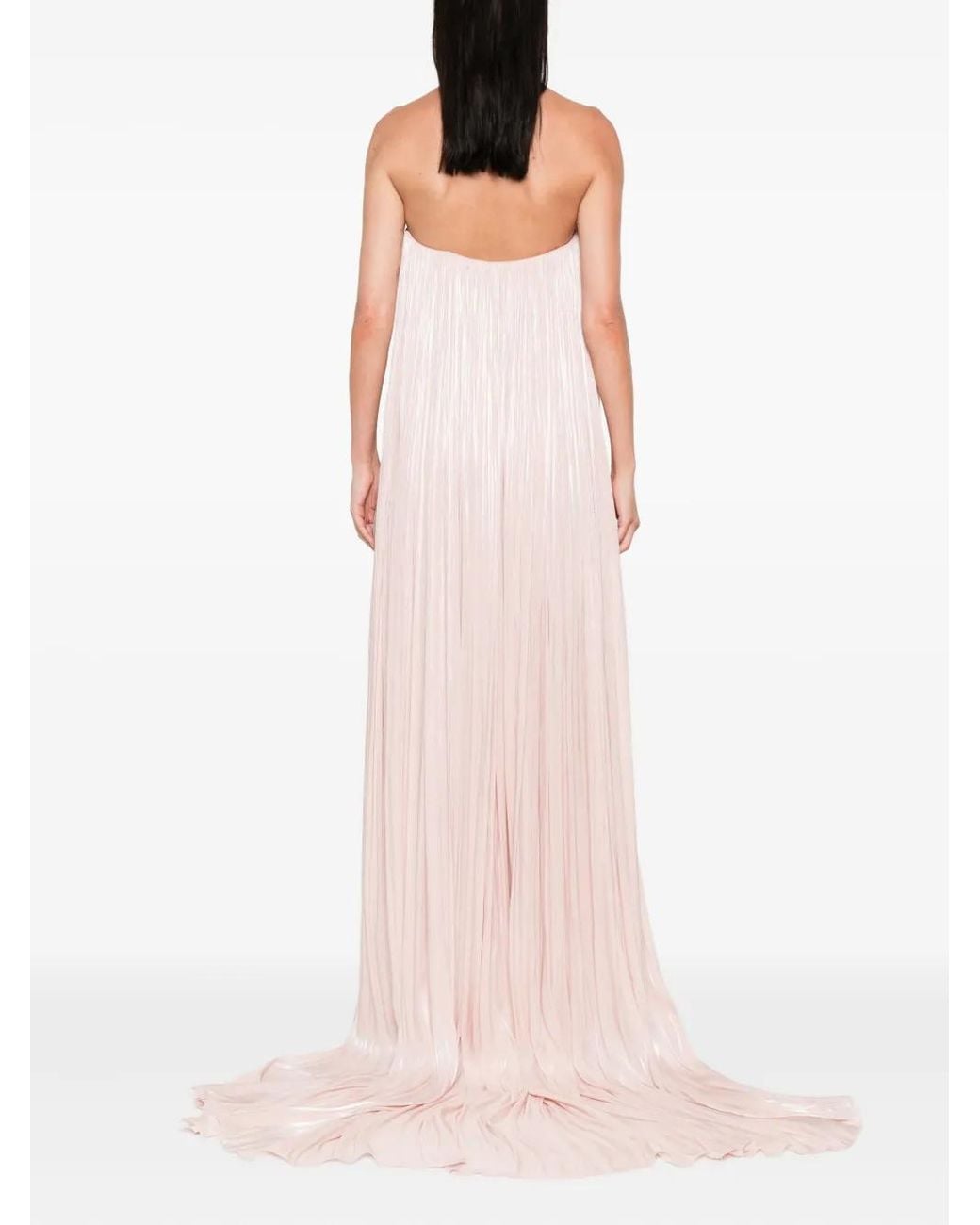 Nissa Pink Pleated Floral-Embellished Dress