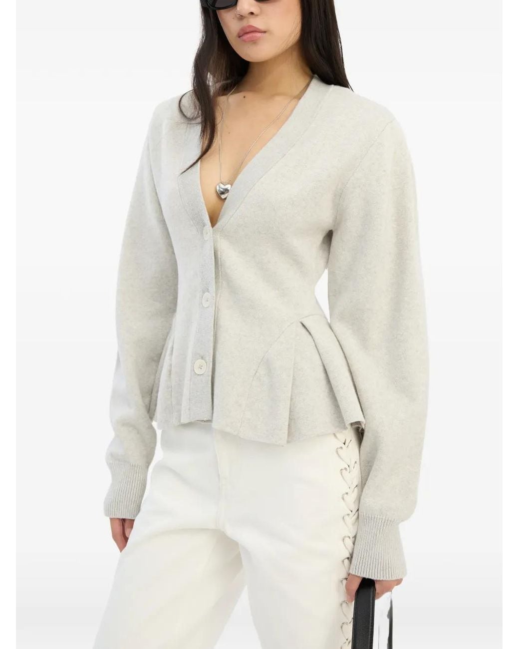 ROTATE BIRGER CHRISTENSEN White Cardigan Mit V-Ausschnitt