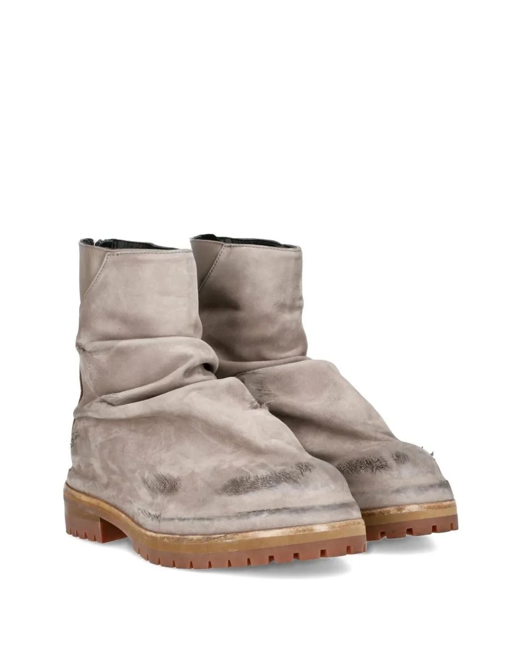 424 Natural Distressed Leather Boots for men