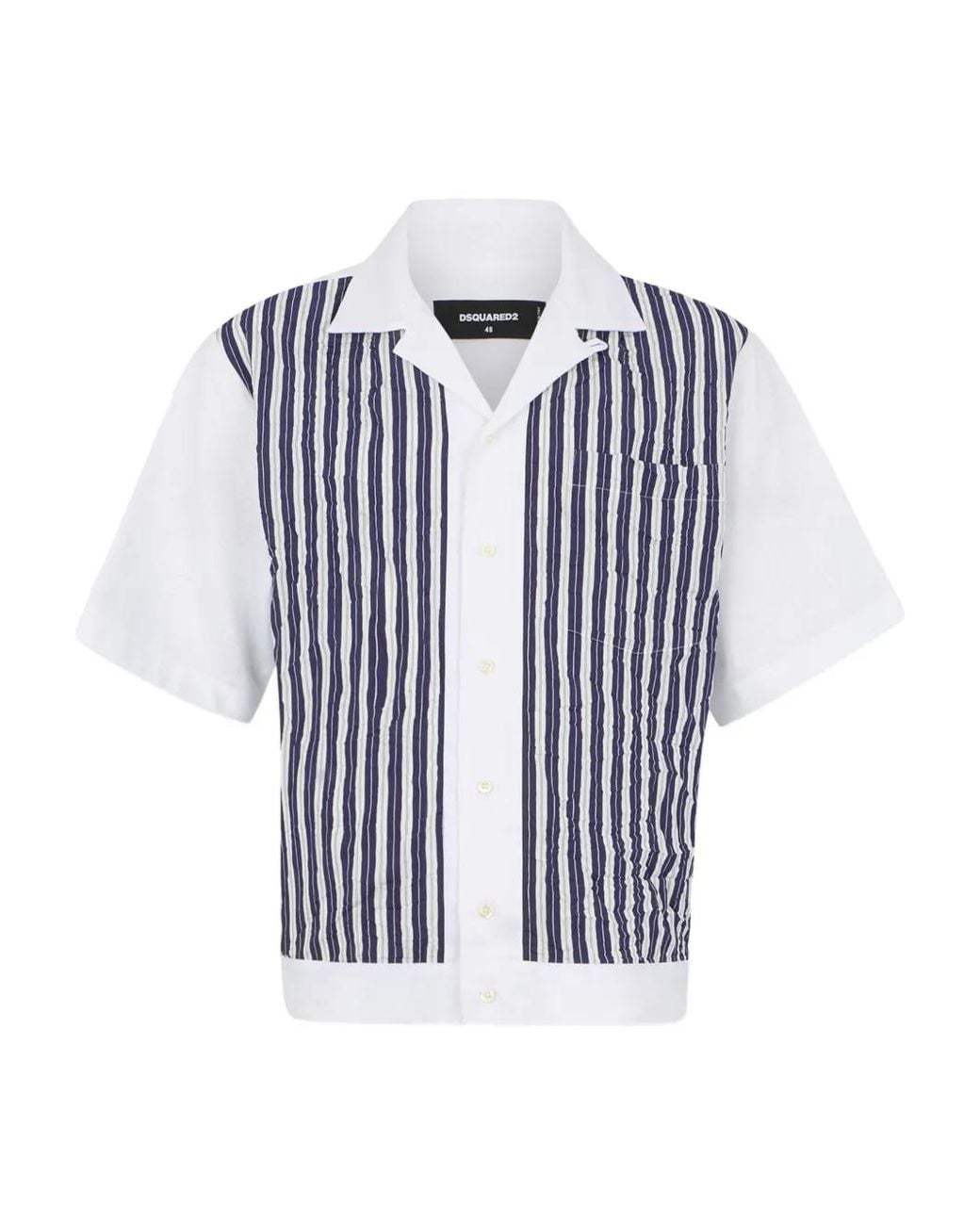 DSquared² Blue Crinckled Bowling Shirt for men