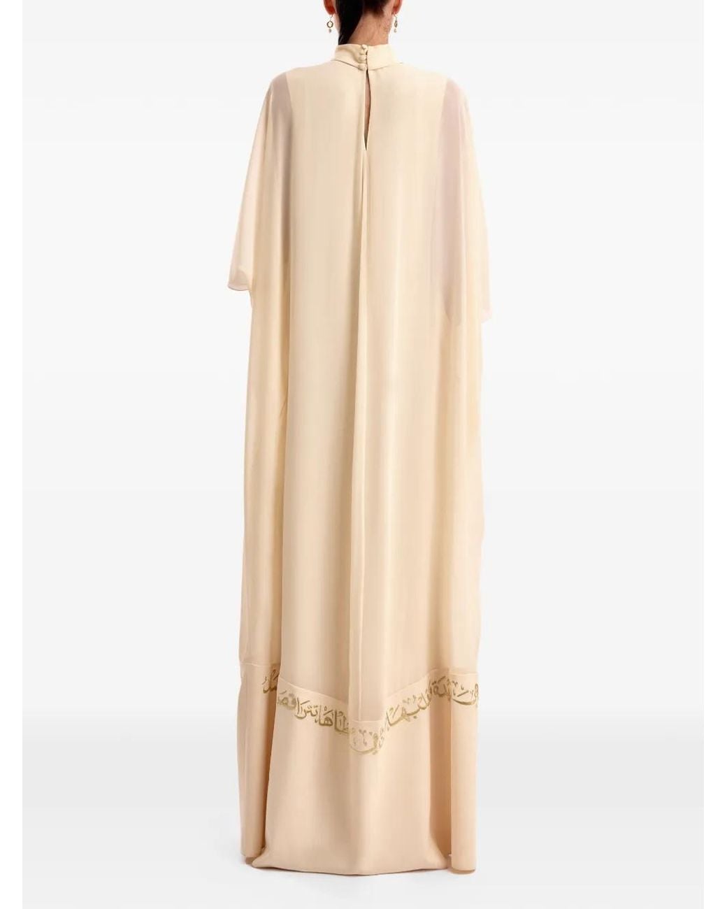 Gemy Maalouf Natural Calligraphy-Embroidered Kaftan