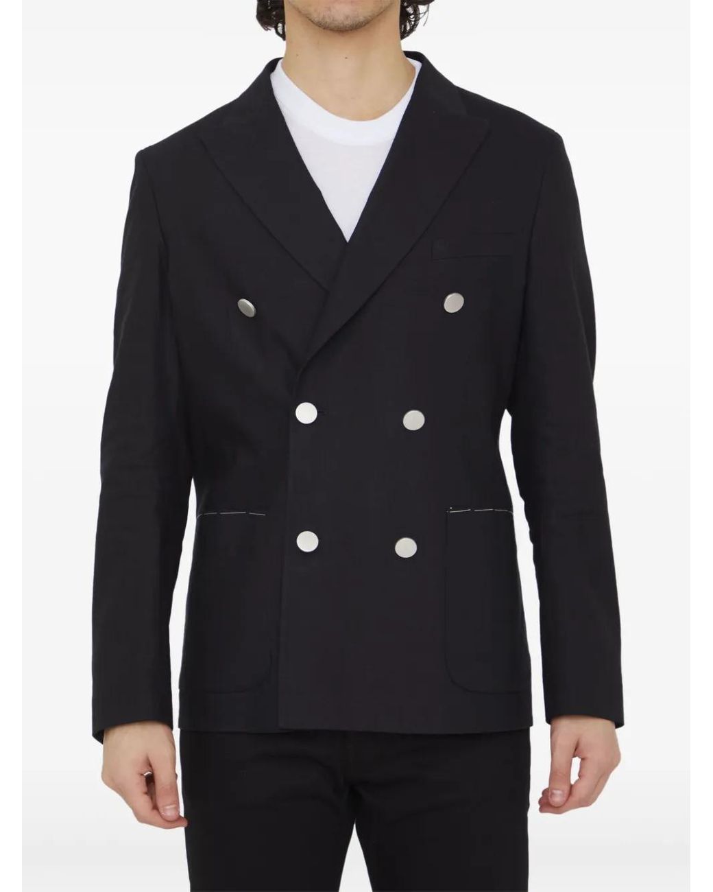 Tonello Black Double-Breasted Blazer for men