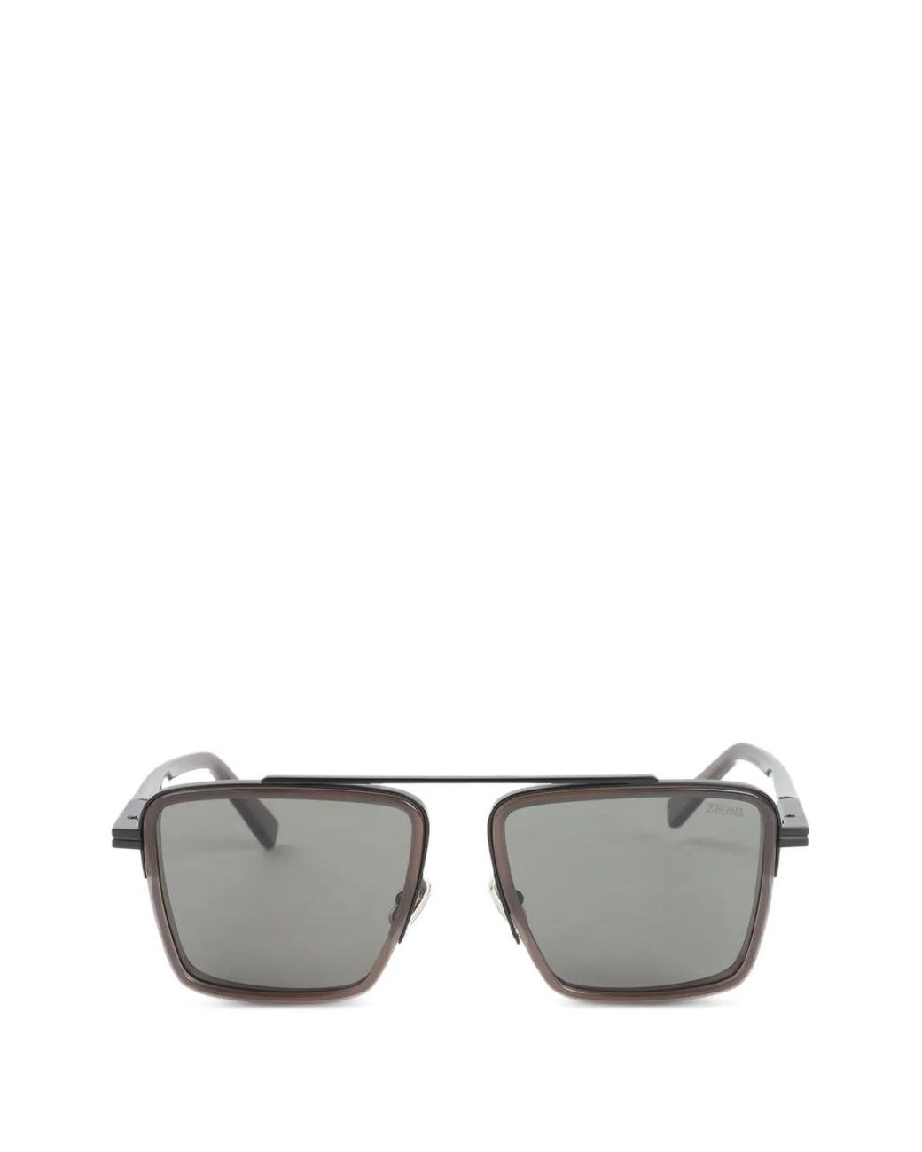 Zegna Gray Double-Bridge Square-Frame Sunglasses for men
