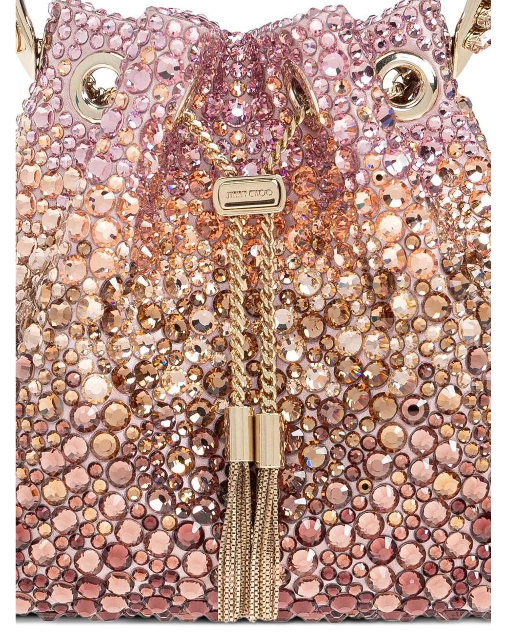 Jimmy Choo Pink Bon Bon Crystal Bucket Bag