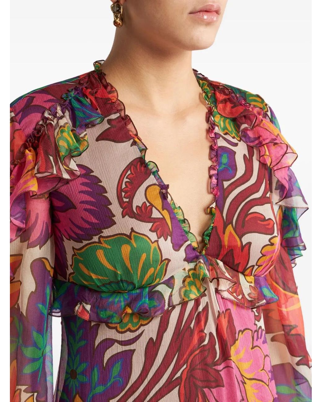 Etro Red Floral-Print Mini Dress