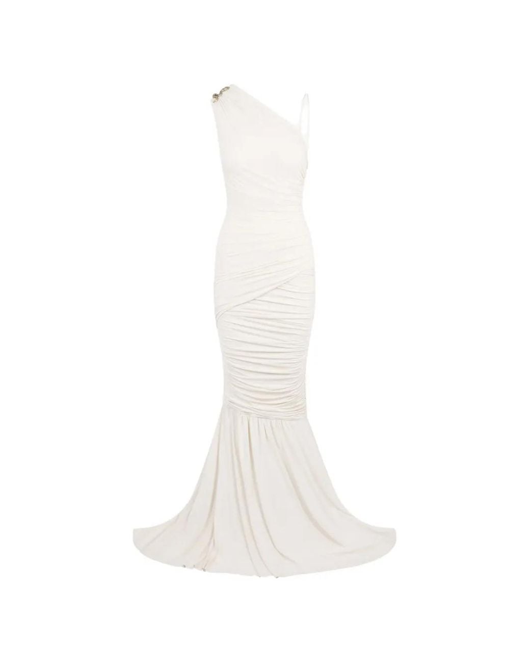 Roberto Cavalli White One-Shoulder Maxi Dress