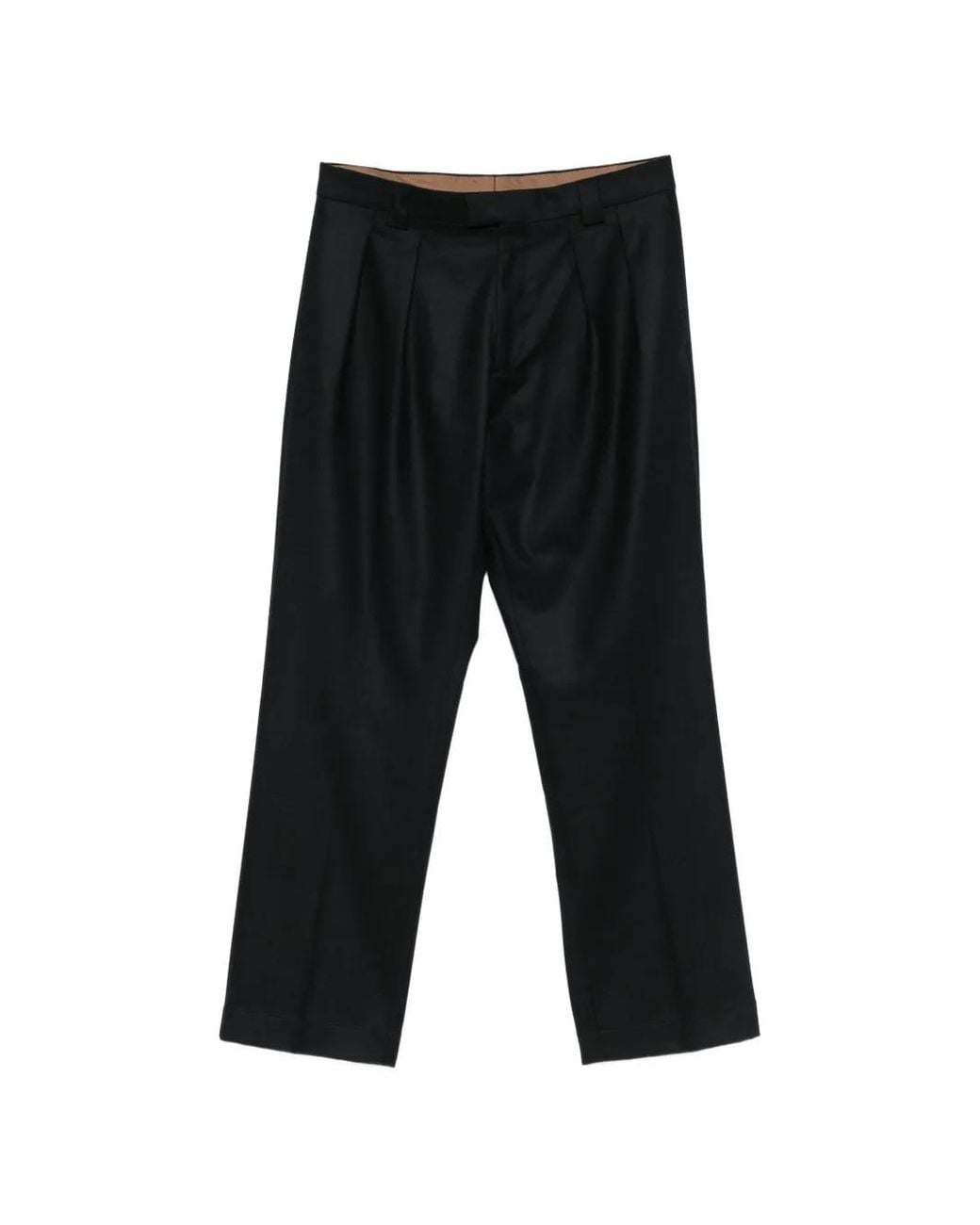 Berwich Black Pleated Wool Trousers for men