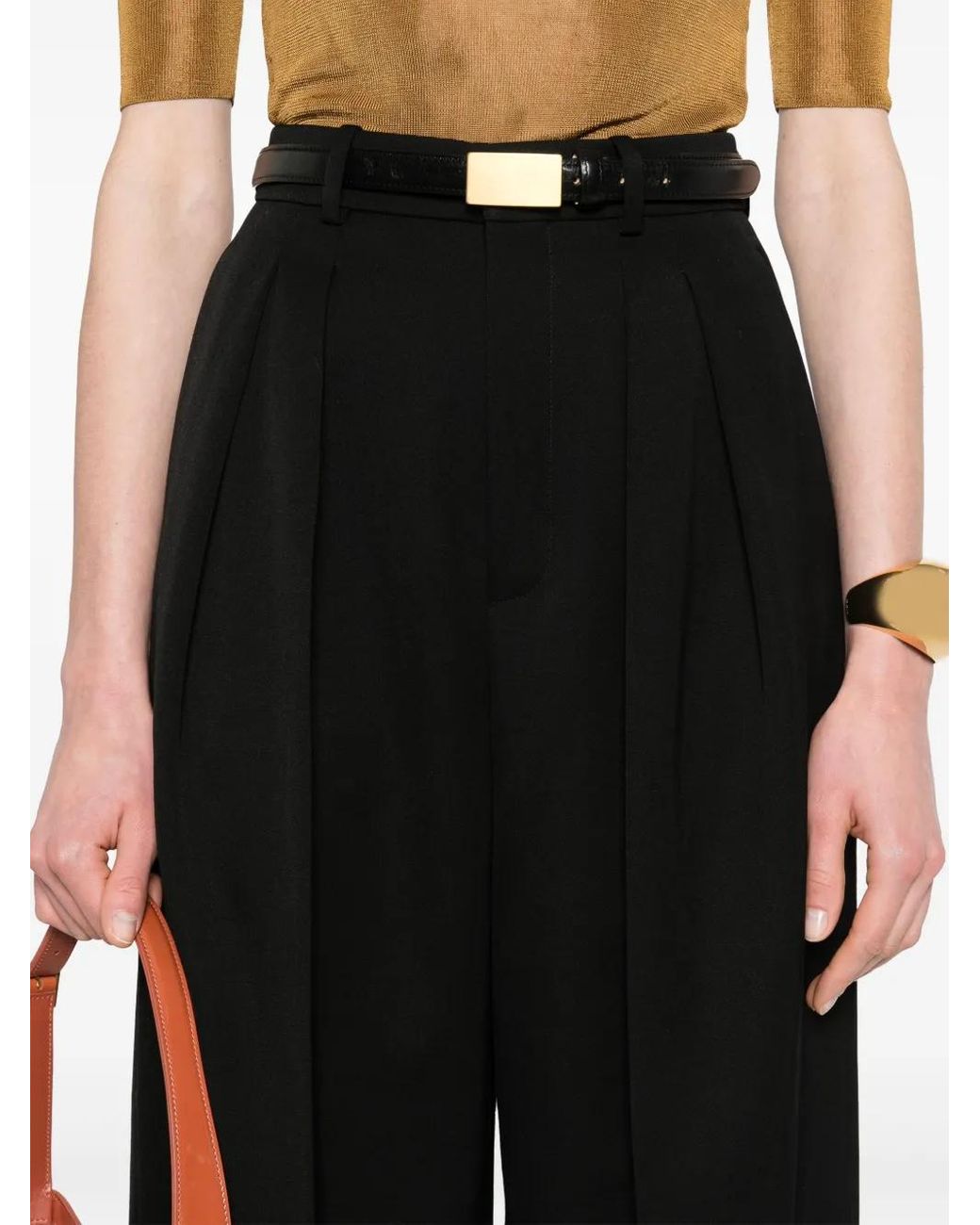 Saint Laurent Black Wide-Leg Pants