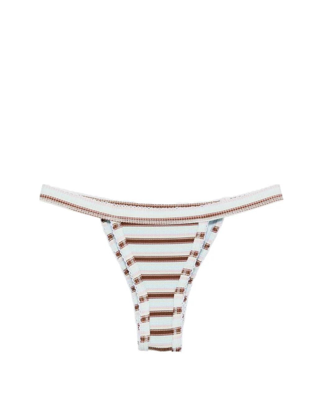 Frankie's Bikinis White Stripe-Pattern Bikini Bottoms