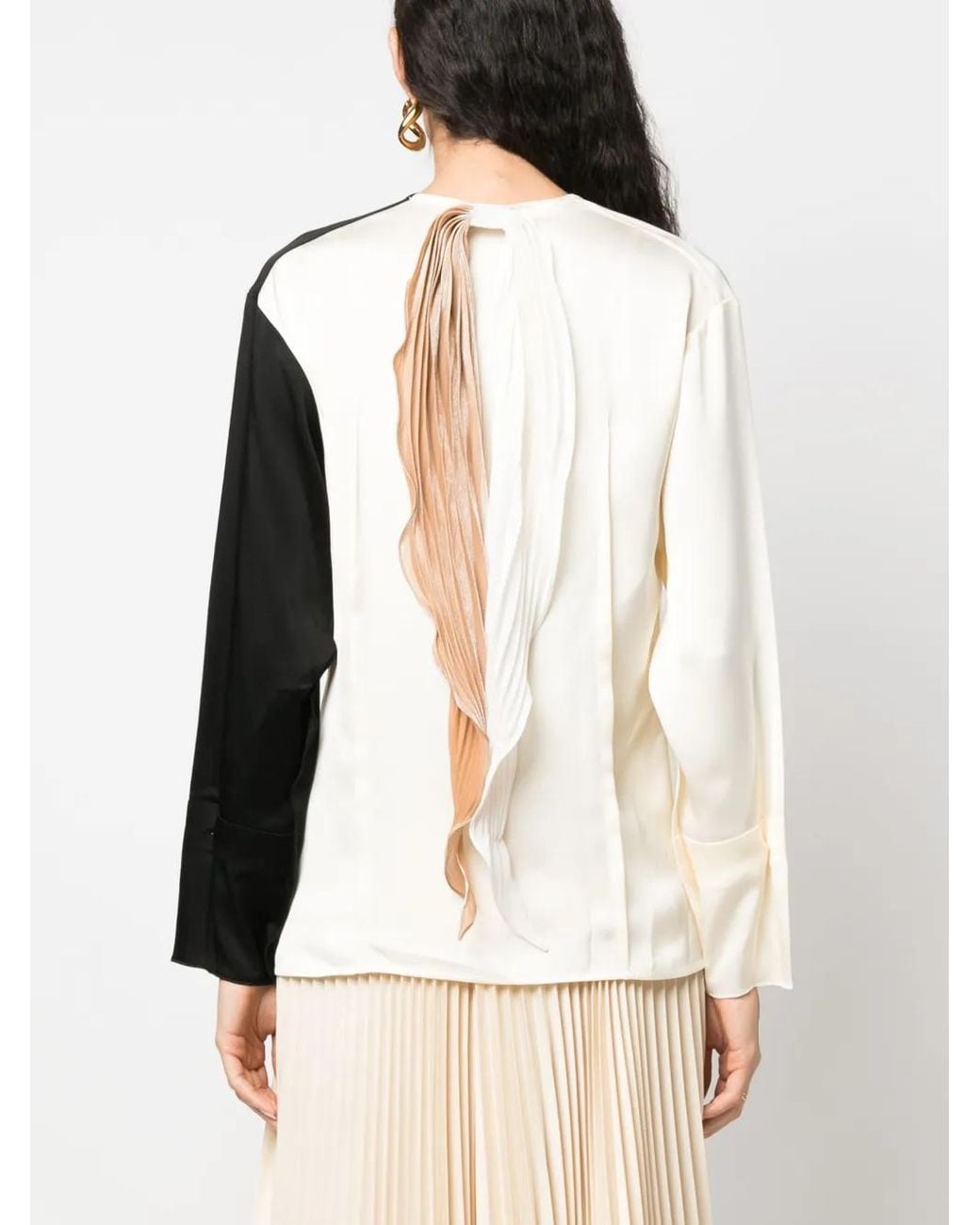 Victoria Beckham Black Colour-Block V-Neck Blouse