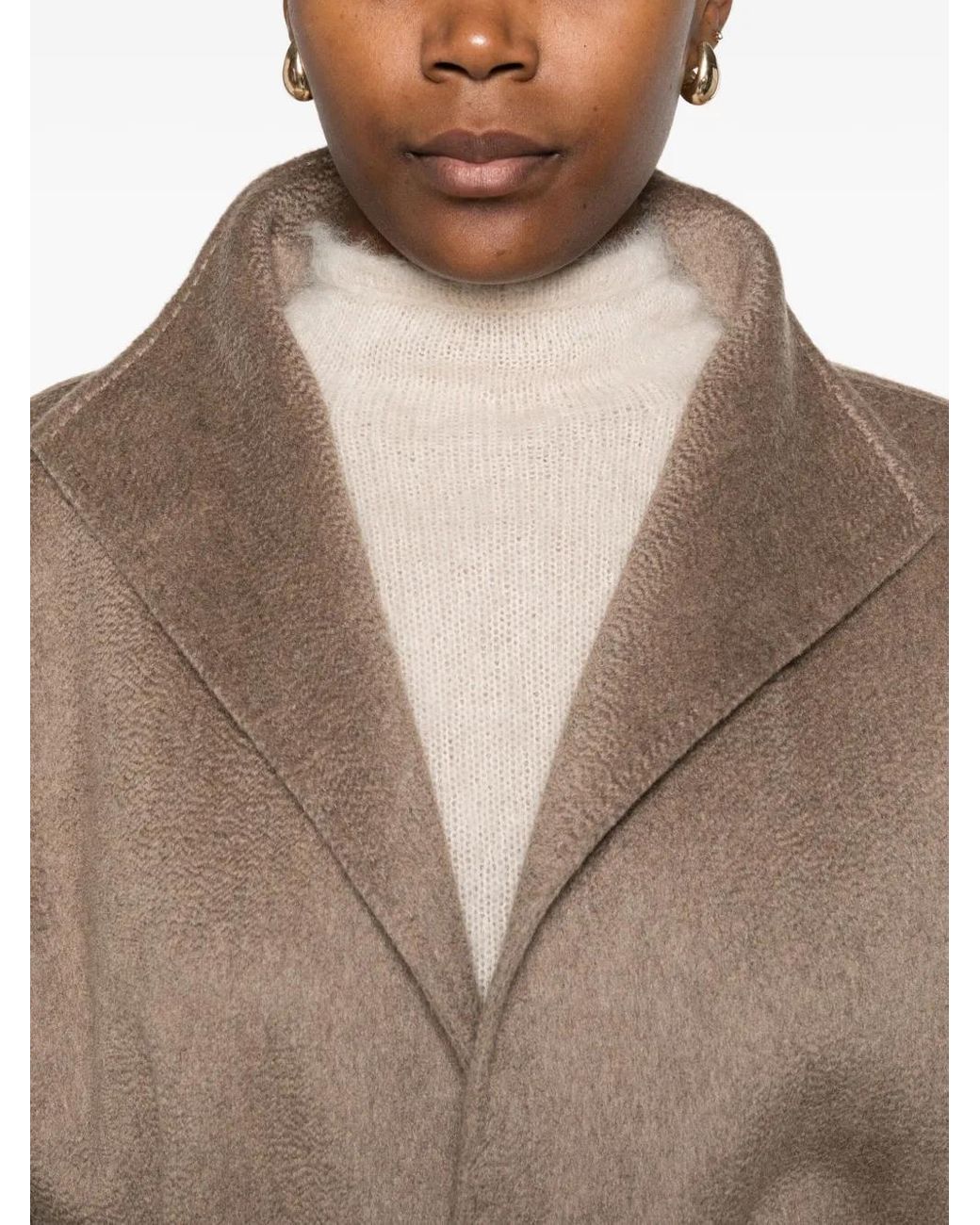 Max Mara Natural Hooded Belted Coat